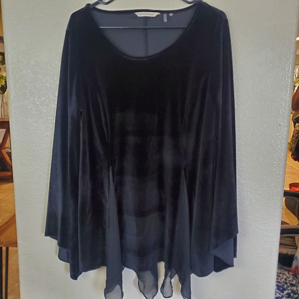 Soft Surroundings Black Velvet Bell Sleeve Blouse - Picture 5 of 8